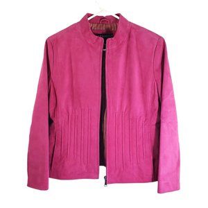 BERNARDO Women's Medium Pink Solid Suede Zip front Jacket